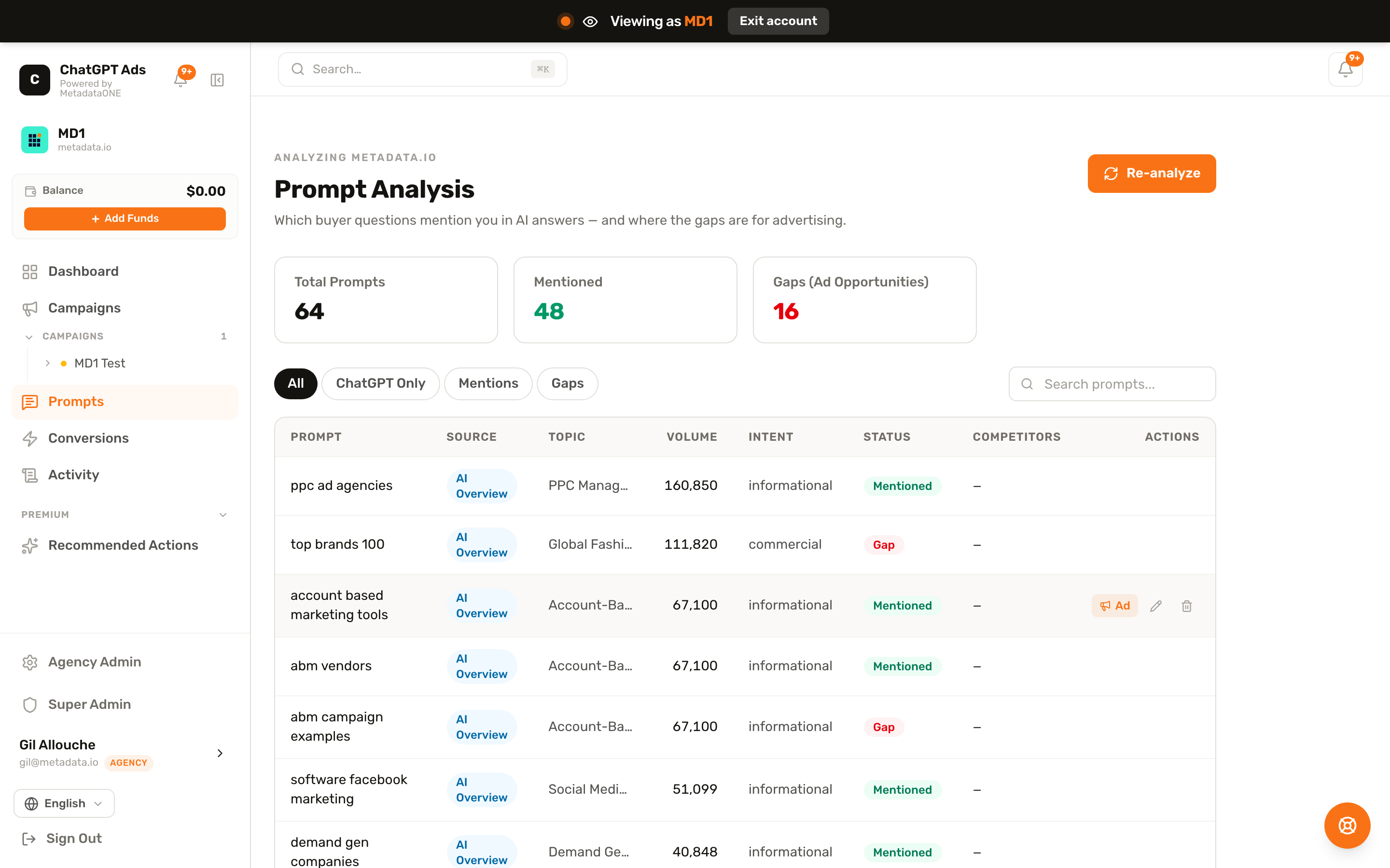Prompt analysis
